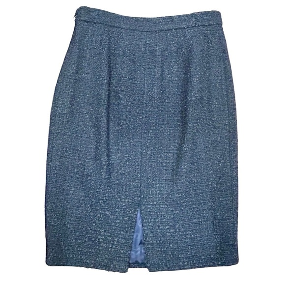 CH Carolina Herrera Tweed Wool Blend Skirt Blue Size 6 - Picture 7 of 7